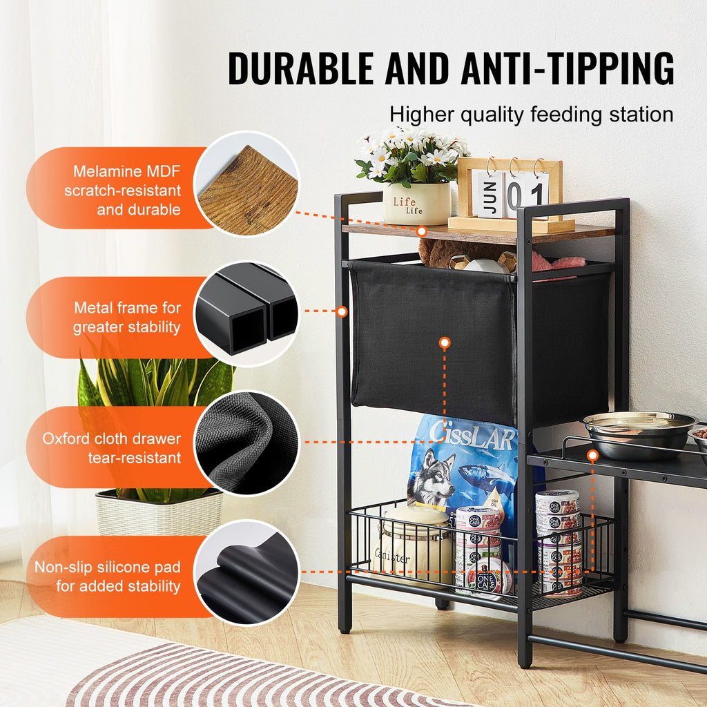Pet Feeding Station With Storage, Elevated Dog Bowls, Raised Dog Bowl Stand, Dog Food Storage And Feeder Station With Storage Shelves, Pet Toy Storage Organizer, For Large Medium Small Dogs