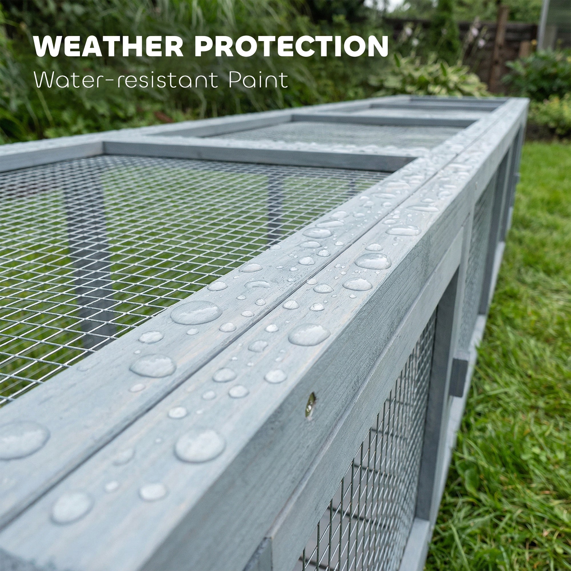 Wooden Cat Run with Weather Protection, Connecting Inside and Outside, 79"L x 15"W x 15"H, Dark Gray