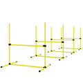 4 Piece Dog Agility Set With Adjustable Height Bars, Carry Bag, Displacing Top Bar, Yellow Yellow