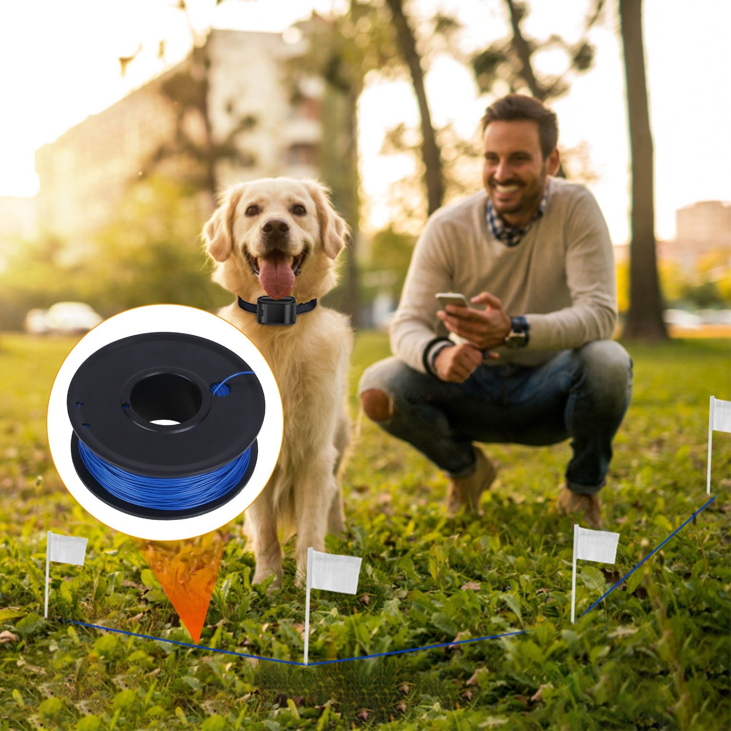 1Set Electric Dog Fence System Pet Tone Shock Boundary Containment Water Resistant Collar Receiver For Small Medium Large Dog